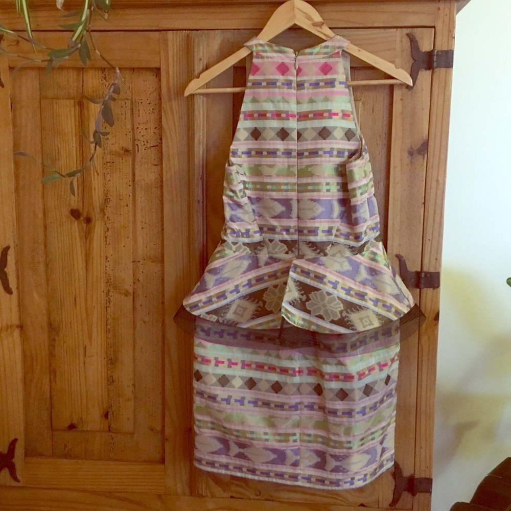 Nicole Miller metallic peplum cocktail dress